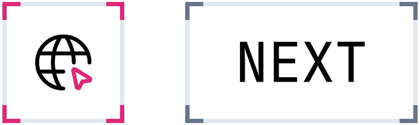 Corner bordered buttons