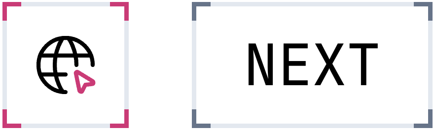 Corner bordered buttons